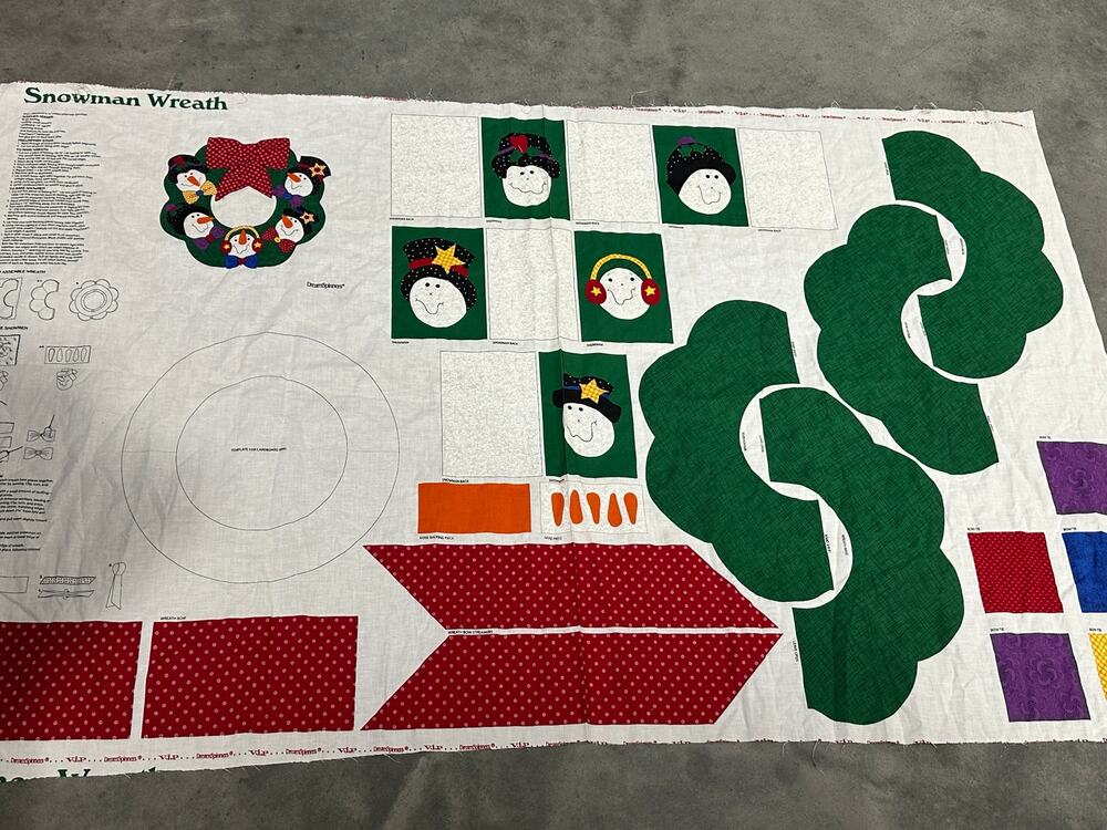 DreamSpinners, Snowman Wreath, Fabric Panel, Christmas, Craft, ~ 250507-WH 408